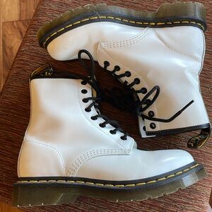 Doc Martens Women's White Patent Boots. Very Good Condition. Size 7.